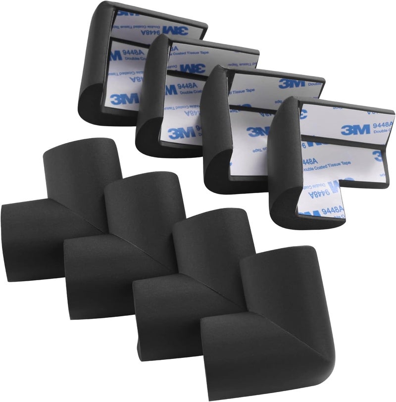 AIXMEET 8 Pack Soft Sponge Table Corners, Corner Protector Baby, Baby Proofing Corner Guards, Pre-Taped Furniture Corner Protectors, Child Safety Furniture Bumper, Corner Protectors for furniturey, Black - Image 2